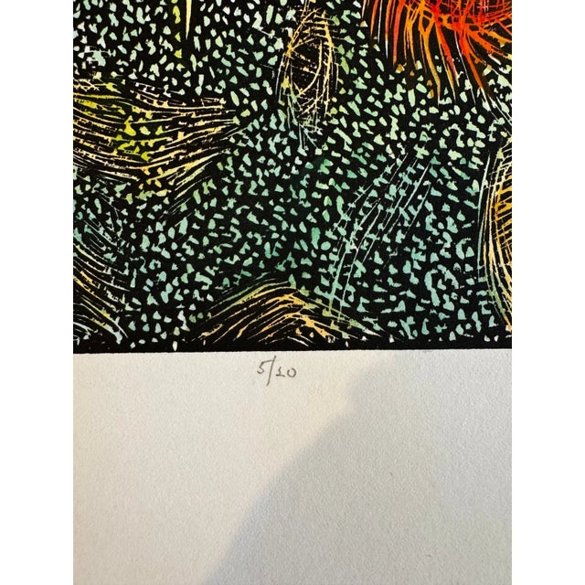 Mid 20th Century Ruth Leaf "Feather Stars" Signed Limited Edition Color Woodcut Print 2/20 For Sale - Image 4 of 5