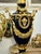 Grand Sevres-Style Midnight Blue Porcelain Vase on Pedestal With Gold Leaf & Bronze Details For Sale - Image 4 of 10