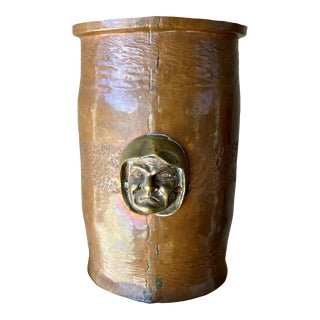 Late 19th/Early 20th-Century Arts & Crafts Hooded Monk Head Hand Hammered Cramp Seam Copper Vessel For Sale
