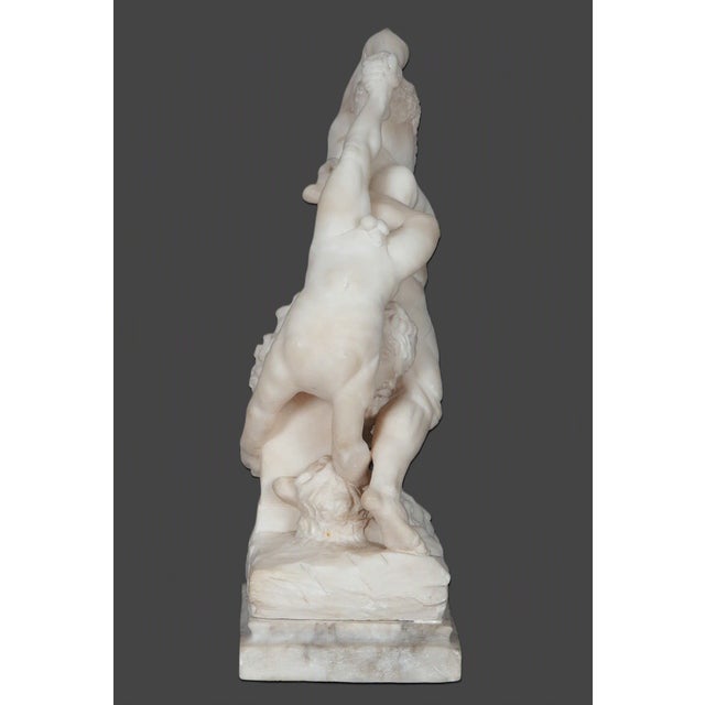 Pair of Antique Italian Marble Mythological Sculptures, Hercules & Diomedes and Menelaus Carrying Patroclus, Attributed to Antonio Frilli Description For Sale - Image 9 of 14