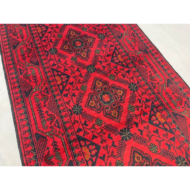 Extra-Long Red and Navy Tribal Medallion Runner Rug, 2'7" X 19'1" For Sale - Image 6 of 16