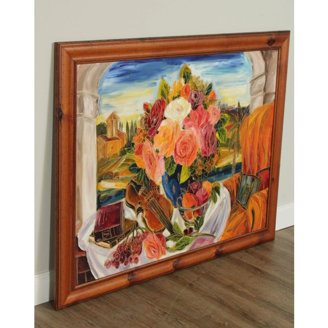 Impressionist Maya Eventov Large Framed Still Life Original Oil Painting For Sale - Image 3 of 13