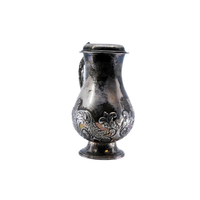 Silver Coffee Pot with Floral Reliefs on the Base, Smooth Lid and Embossed Handle For Sale - Image 10 of 10