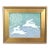 Folk Art Hopping Bunnies Rabbits Hares Oil Painting Including the Antiqued Gold Wood Frame For Sale