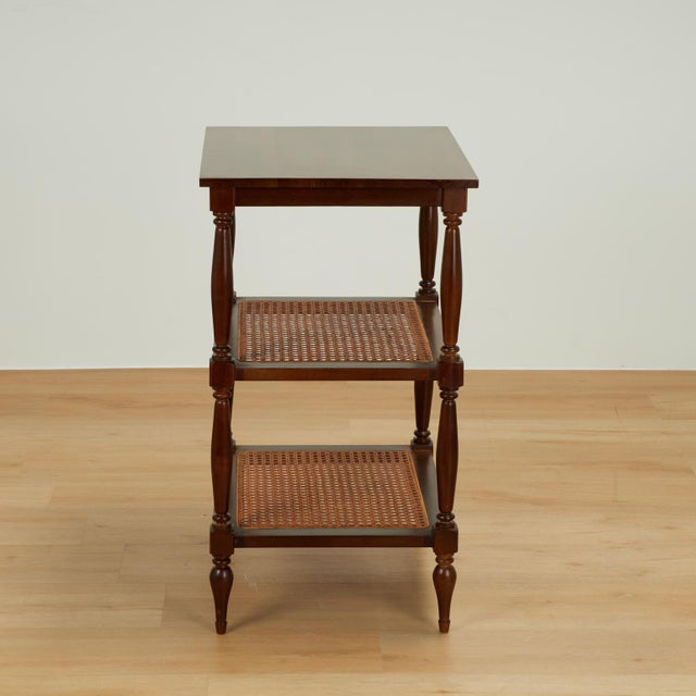Pair of Vintage British Colonial Style Three Tiered Stands For Sale - Image 9 of 16