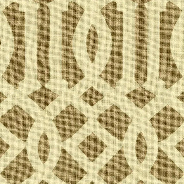 Sample - Schumacher Imperial Trellis Fabric in Natural/Coffee For Sale