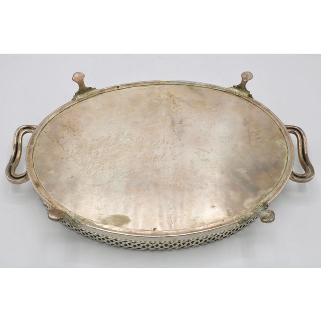 Vintage Silver Plate Footed Tray With Gallery For Sale - Image 10 of 12