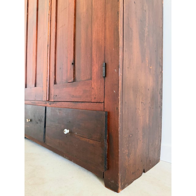 19th C. Walnut Cabinet With Scallop Trim American Primitive Armoire Closet For Sale - Image 12 of 16