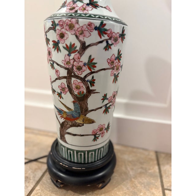Ceramic Mid 20th Century Norman Perry Cherry Blossom Porcelain Lamp For Sale - Image 7 of 16