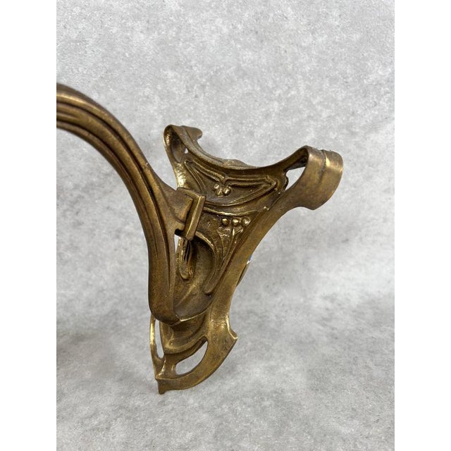 Metal Art Nouveau Wall Lamps with Opal Iridescent Glass, 1960s, Set of 3 For Sale - Image 7 of 10