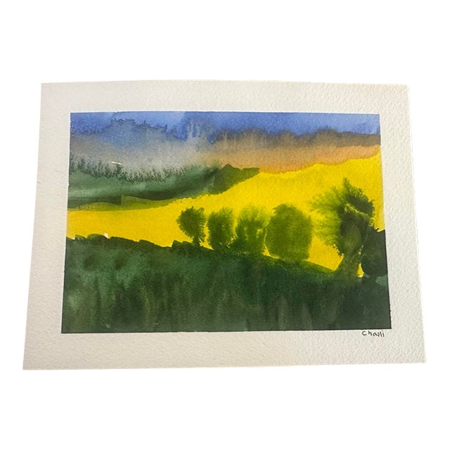 “Golden Hour” Original Abstract Landscape Watercolor by Chani MacKay For Sale