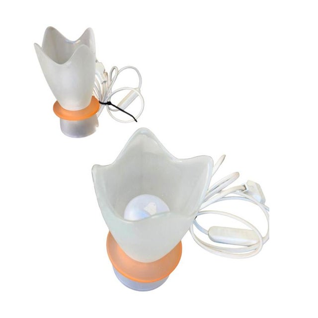 Vintage Table Lamps in Frosted Glass by Villeroy and Boch, 1990s, Set of 2 For Sale - Image 3 of 7