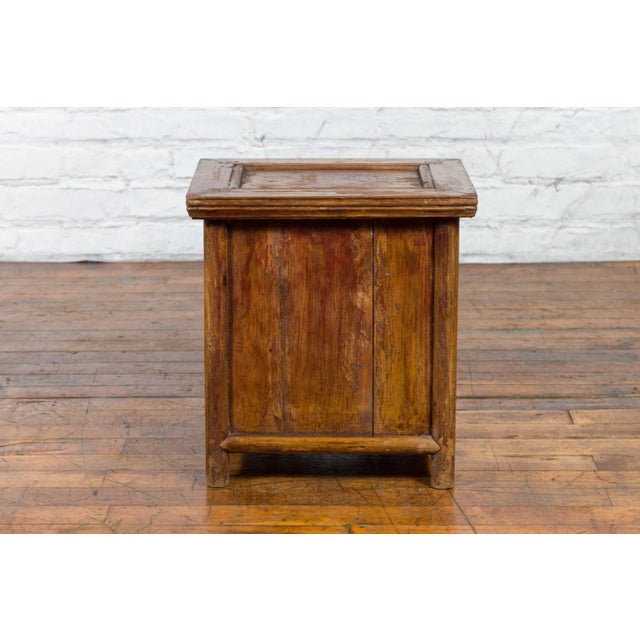 Early 20th Century Early 20th Century Chinese Elmwood Bedside Cabinet with Weathered Patina For Sale - Image 5 of 13