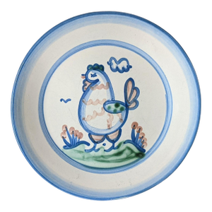 Vintage m.a. Hadley Farmhouse Kitchen Chicken Stoneware Pottery Plate Signed