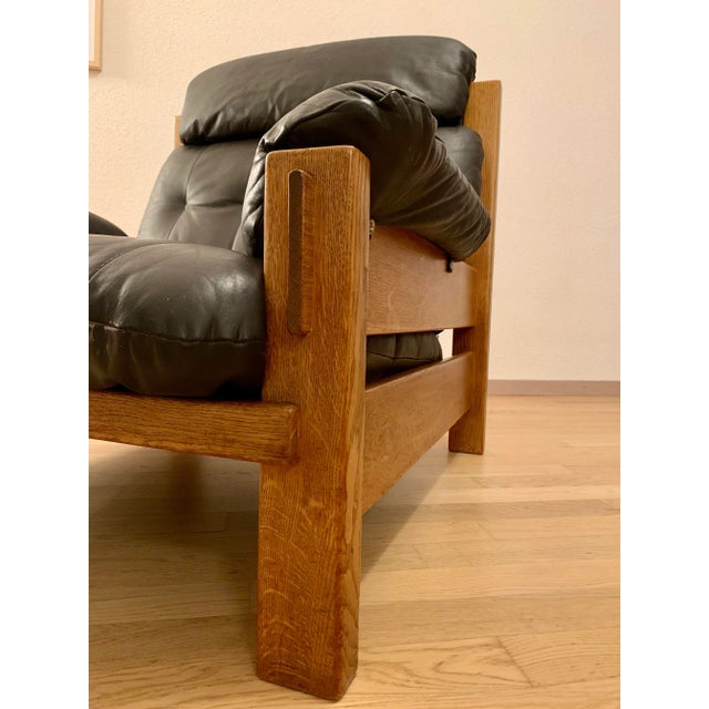 Brutalist Leather Armchair in the style of Pierre Chapo, 1970s For Sale - Image 10 of 12