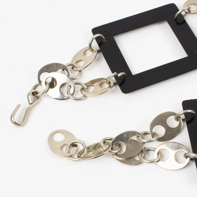 Chrome Paco Rabanne Paris Futuristic Chrome and Enamel Necklace For Sale - Image 8 of 10