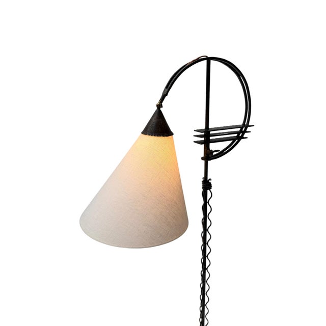 Vintage Art Deco Floor Lamp in Wrought Iron and Silk by Jan Joustra, 1920s For Sale - Image 13 of 14