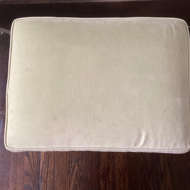 Pretty spring green velvet vintage iron small benches in good condition for age The fabric has minor stains no rips or...
