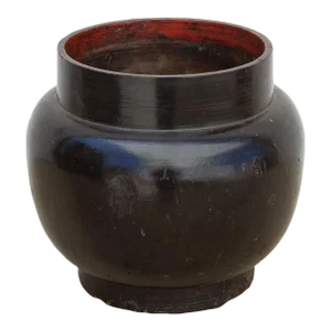 Antique Black Lacquer Container From Bhutan