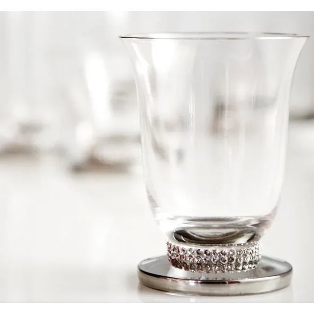 Sophie Villepigue Low-Lead Crystal Cocktail Water Wine Glassware/Stemware Platinum & Swarovski Crystals - 24 Pieces France For Sale In Austin - Image 6 of 14