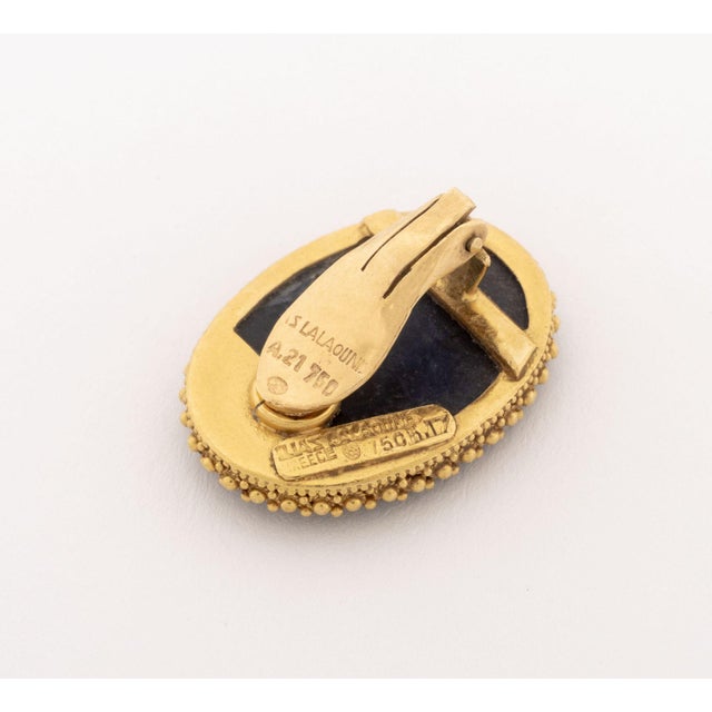Lalaounis 18k Yellow Gold and Lapis Earrings For Sale - Image 9 of 10
