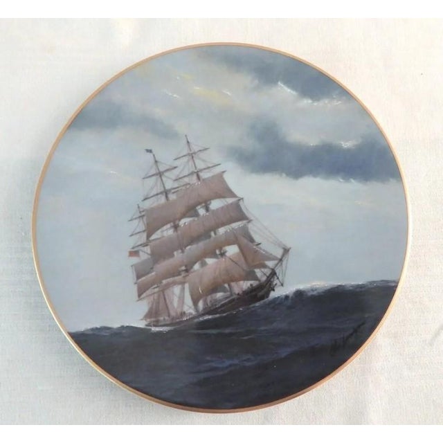 Golden Age of Sail Clipper Ship Plates Set of 6, Charles Lundgren, 1980s Porcelain For Sale - Image 9 of 11