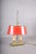 Gold Brass Bouillotte Table Lamp with Red Tole Shade, 1950s For Sale - Image 8 of 15