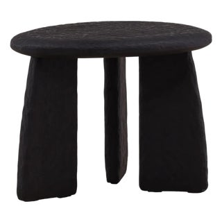 Modern Black Chiseled Wood Side Table For Sale