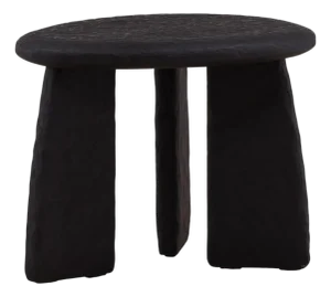 Modern Black Chiseled Wood Side Table