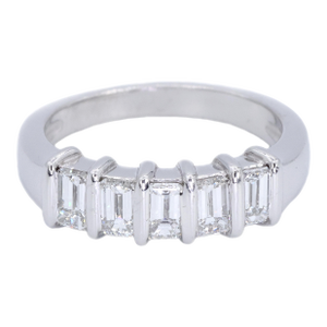 Platinum 950 Natural Baguette Diamond Ring, Size 6