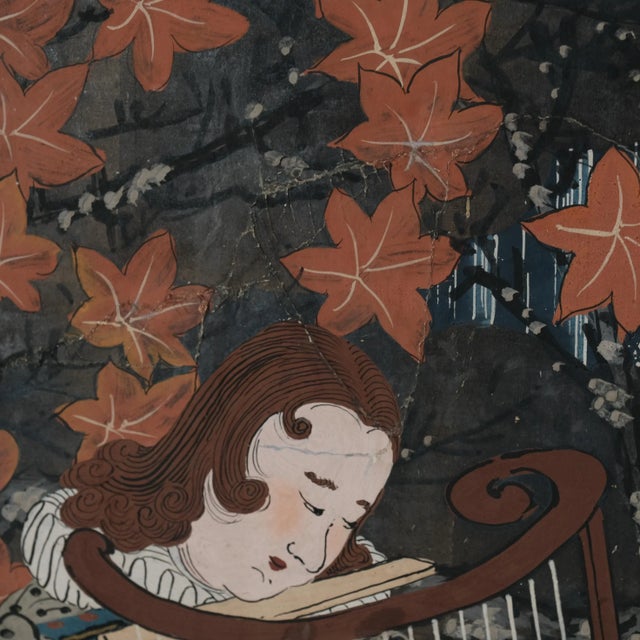 Japanese Japanese 4-Panel Restored Nanban Byobu Hand Painted Early 18th to Early 19th Century For Sale - Image 3 of 13