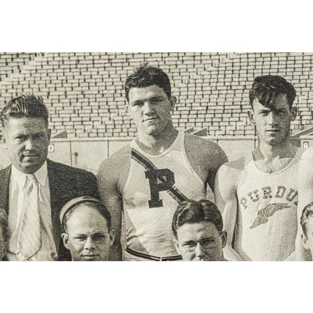 American Large Original Antique Photograph Purdue University Framed Track Running Team Sports Photo For Sale - Image 3 of 13