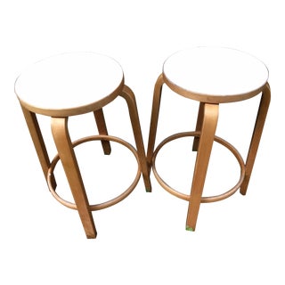 Vintage Alvar Aalto Tall Stools - a Pair For Sale