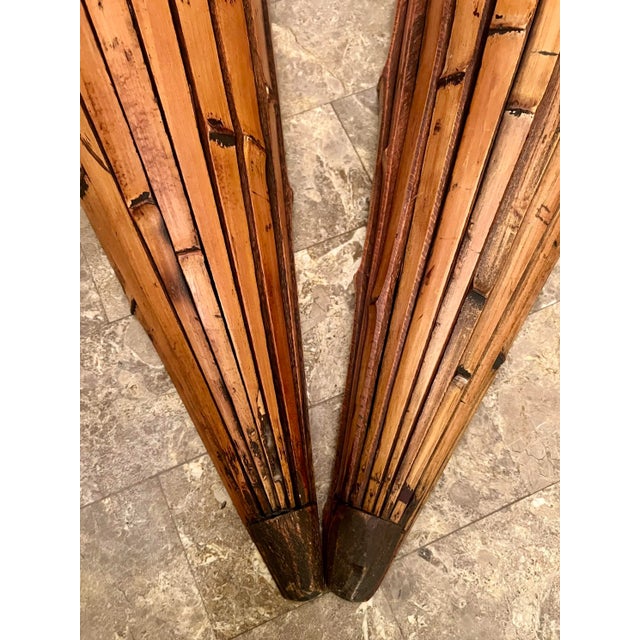 Vintage Bamboo wall pockets with brass hardware includes hole for easy hanging. Set consists of two different sizes :...