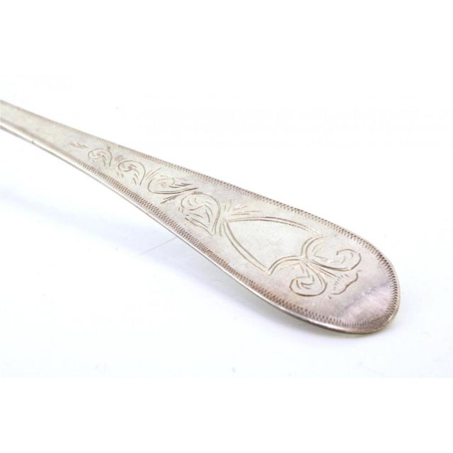 Silver Sprinkling Spoon with Scalloped Edges and Handle Engraving For Sale - Image 5 of 7