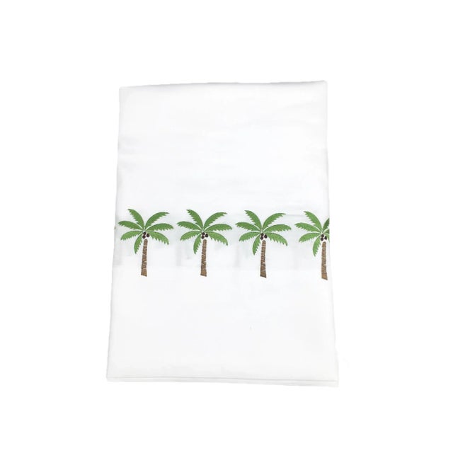 Transitional Palm Tree King Flat Sheet For Sale - Image 3 of 3