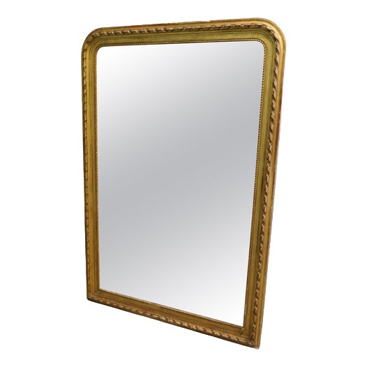 Large Antique French Louis Philippe Gilt Mirror, 1800s For Sale