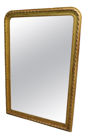Large Antique French Louis Philippe Gilt Mirror, 1800s