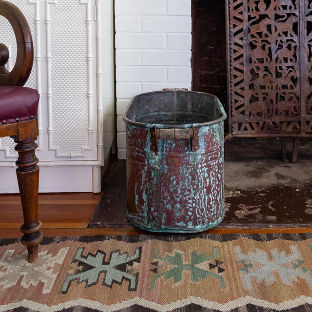Copper Antique Copper Boiler or Washtub for Firewood or Plants For Sale - Image 8 of 15