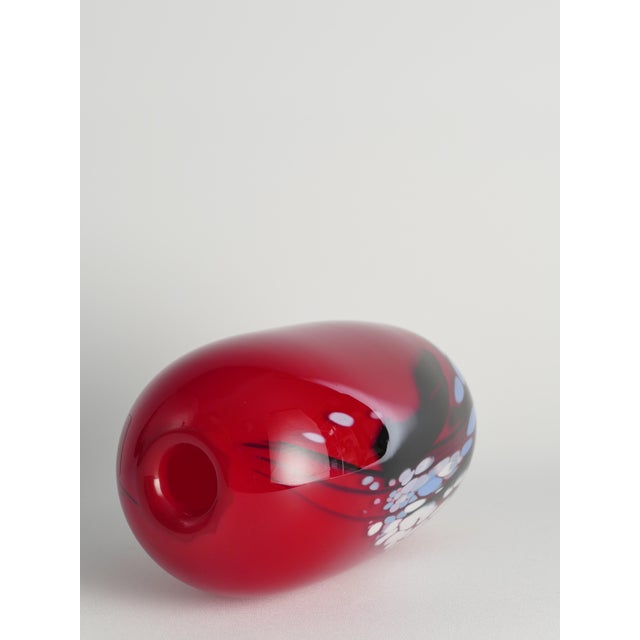 Art Glass Cherry Red Vase by Mikael Axenbrant, Sweden, 1990s For Sale - Image 14 of 18