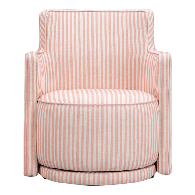 Passe Pink Striped Swivel Chair For Sale