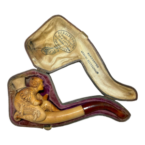 Antique 19th Century Carved Meerschaum Victorian Lady Figural Nyc Smoking Pipe