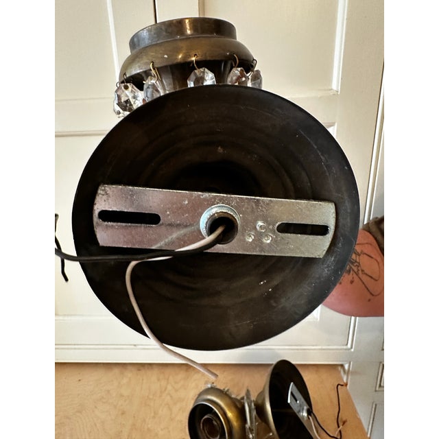 Vintage Oil Rubbed Bronze Wall Sconces With Prisms - a Pair For Sale - Image 4 of 5