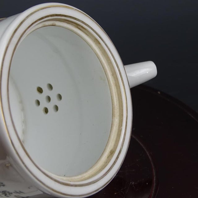 1960s Chinese Vintage Porcelain Tea Pot China Famille Rose Porcelain Tea Pot Hand Painted Children Pattern For Sale - Image 5 of 9