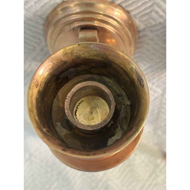 Brass Mid 20th Century Solid Brass Wall Candle Sconces - A Pair For Sale - Image 8 of 9
