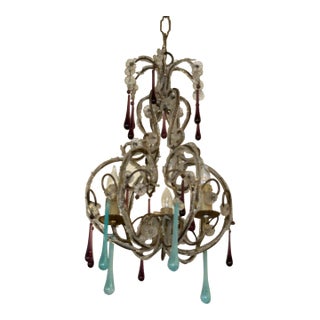 Small Venetian Beaded Chandelier Pendant For Sale