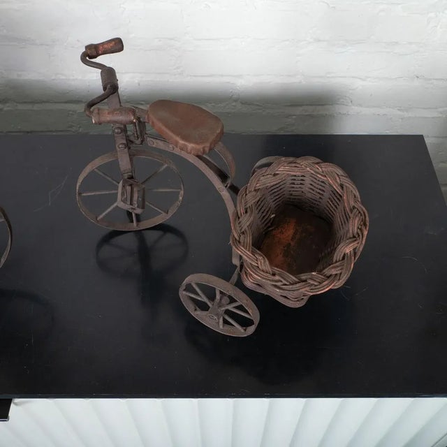 Metal Pair of Vintage Iron Tricycle Sculptures For Sale - Image 7 of 10