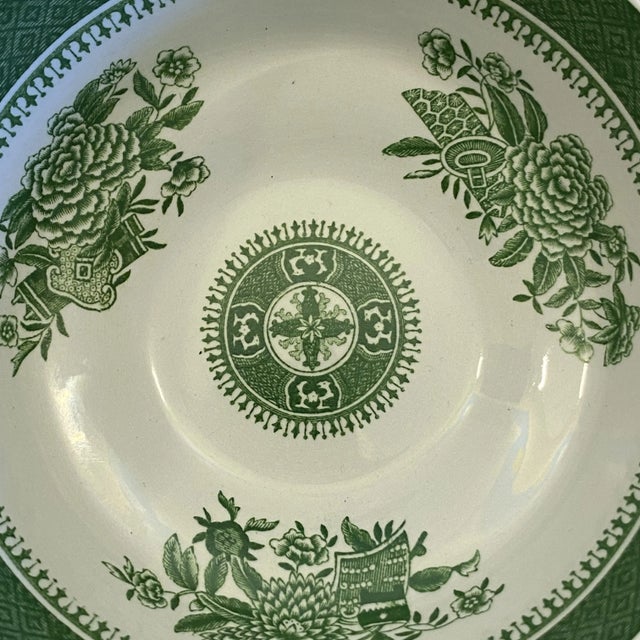 1950s Spode Fitzhugh Green Cream Soup & Saucer - Set of 4 For Sale - Image 9 of 12