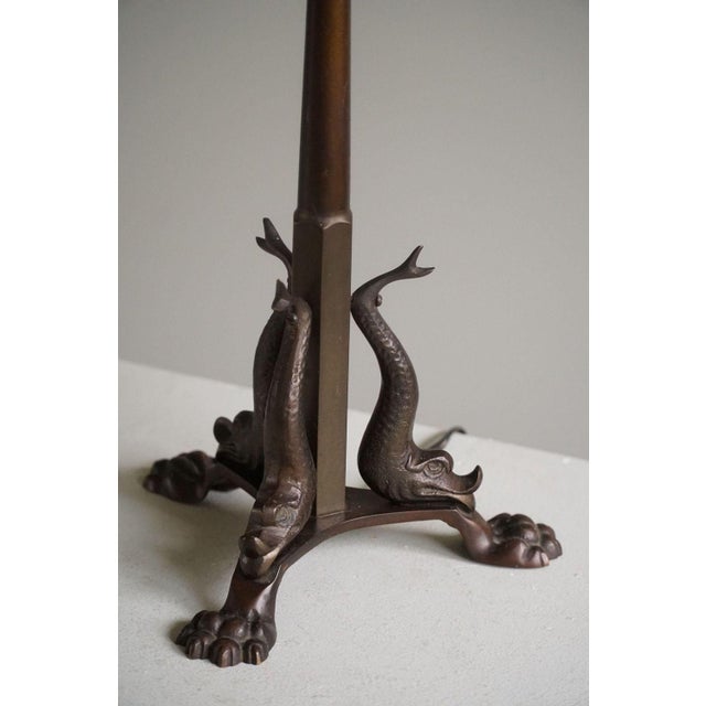 Brown Danish Art Nouveau Table Lamp in Bronze, 1920s For Sale - Image 8 of 18