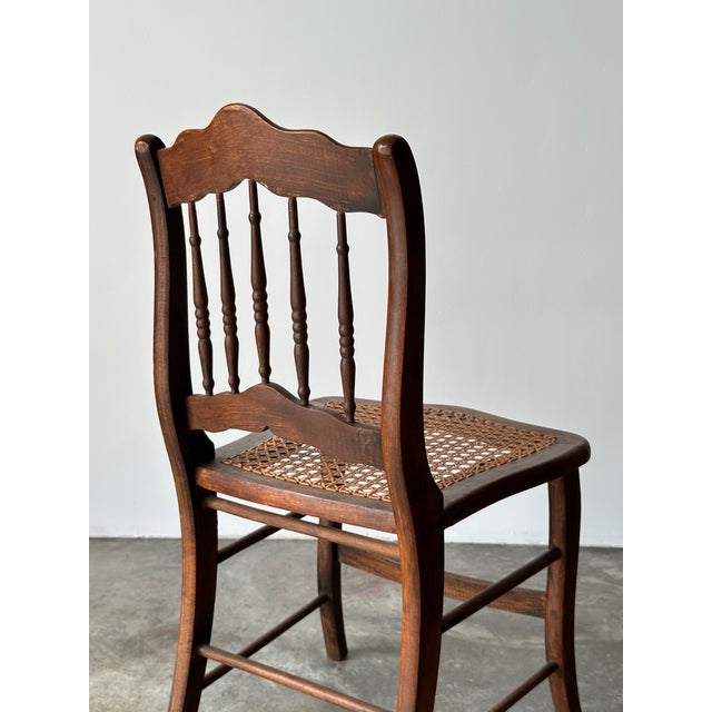 Antique Set of 4 Turned-Spindle Cane Seat Dining Chairs For Sale - Image 12 of 18